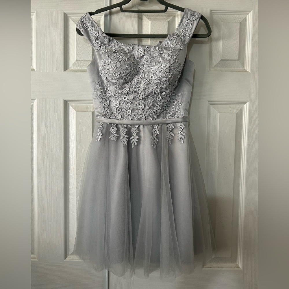 Elegant Gray Lace Dress